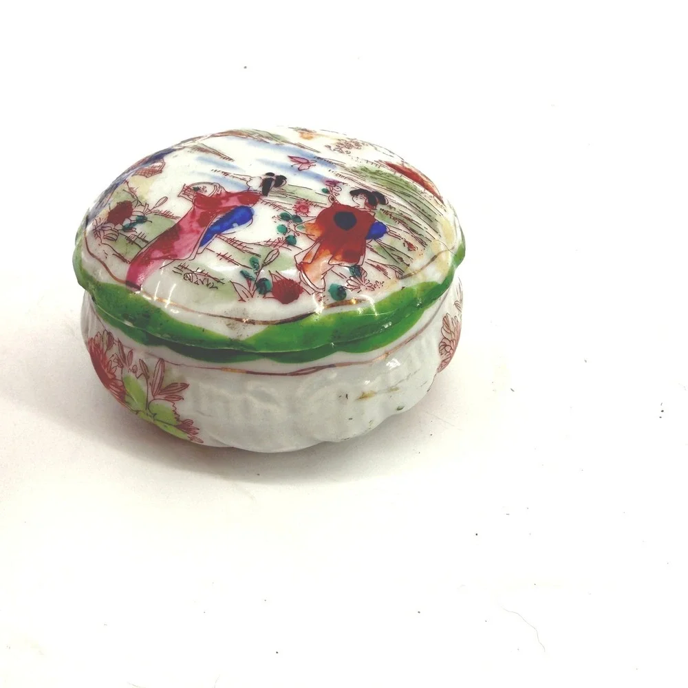 Japanese Trinket Box Japan ceramics‎ Geisha Girl trinket Cosmetics Handpainted